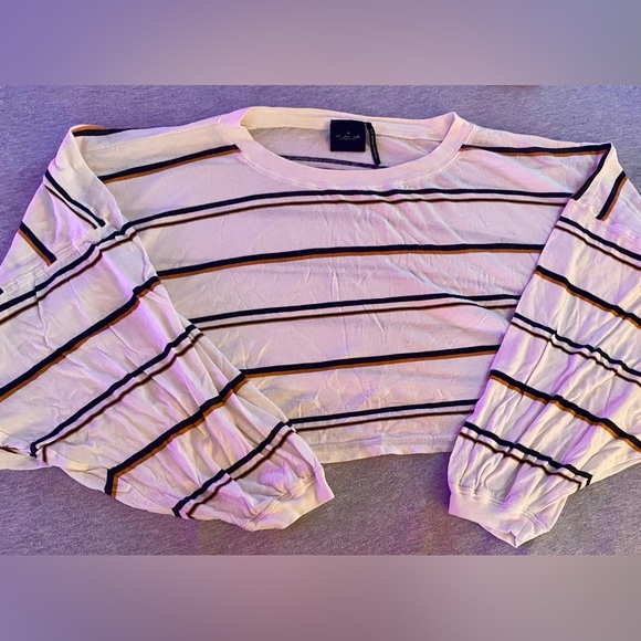 Urban Outfitters Tops - UO Out from under striped long sleeve cropped shirt baggy XS